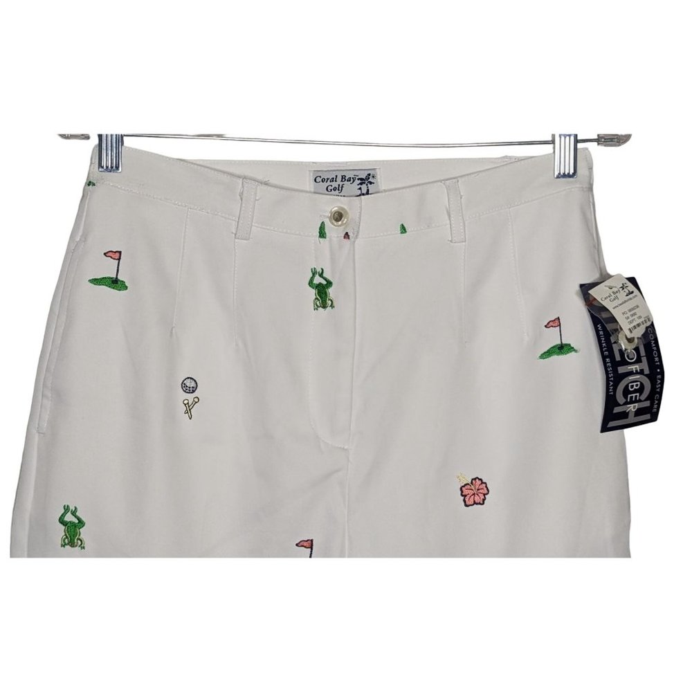 Coral Bay Golf petites white multicolor embroidered Golf capri's 8 petite - Picture 3 of 10